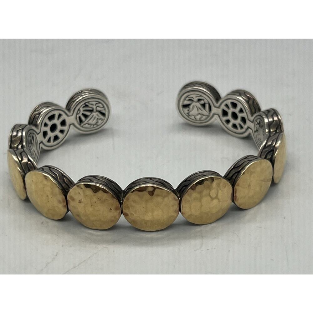 John Hardy Sterling Silver 18K Yellow Gold Hammered Station Bracelet 41g